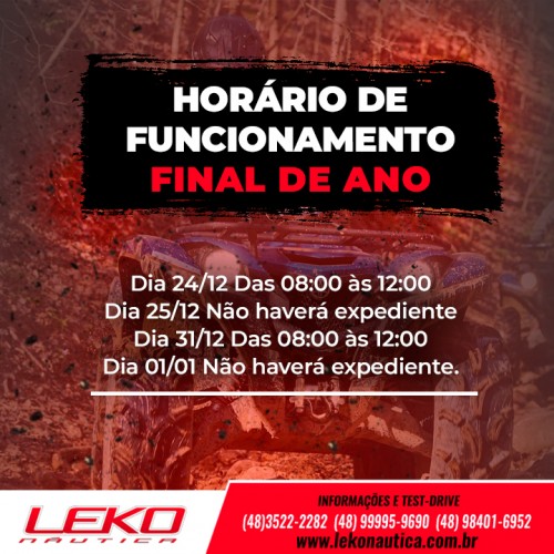 Horário funcionamento final de ano